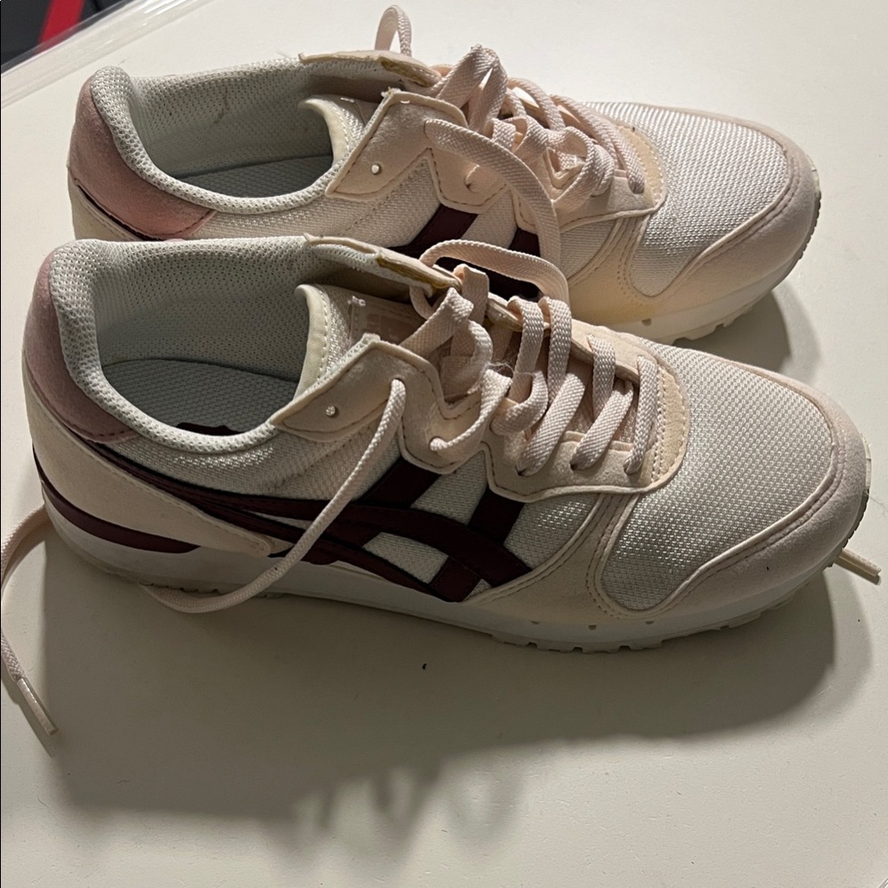 Onitsuka Tiger by Asics Cream and Maroon Sneakers